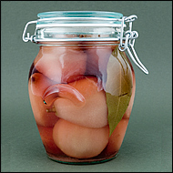 Seckel Pears in Cassis Syrup