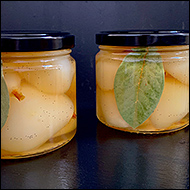 Bartlett Pears in Vanilla Rose Syrup